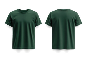 forest green t-shirt template mockup, front and back view of plain. Png 
