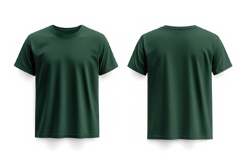 forest green t-shirt template mockup, front and back view of plain. Png 
