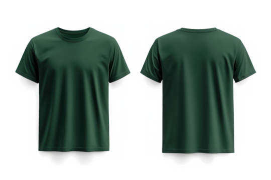 forest green t-shirt template mockup, front and back view of plain. Png 
