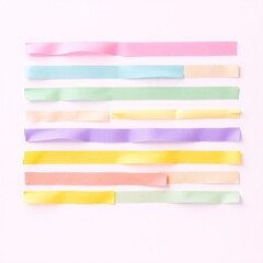 colorful washi tape strips arranged on a white background
