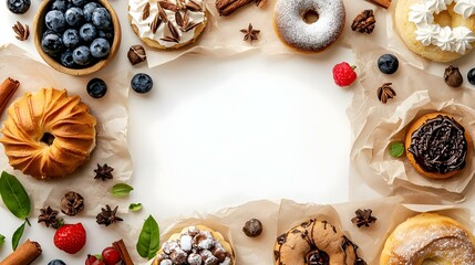 Donuts and Berries Isolated on White Background