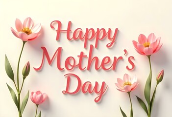 A floral poster for mother's day, flower design on pink and blue background with happy mother day typography text, congratulation mom template