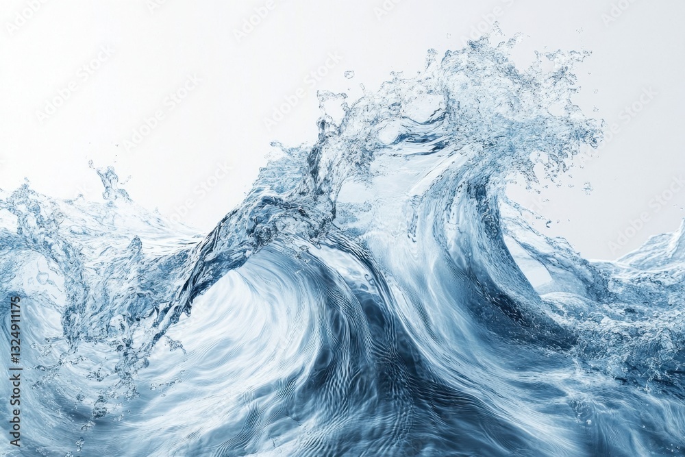 Poster Abstract waves of blue and white fabric create a flowing motion and texture, emphasizing contrast and depth in a soft and dynamic design