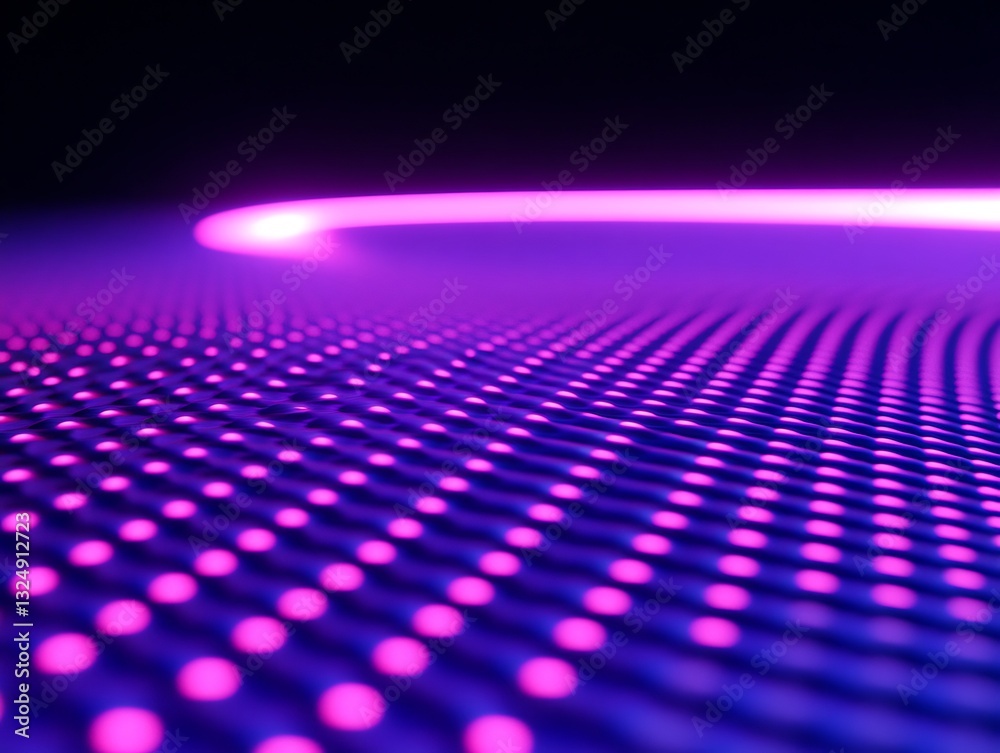 Poster vivid array of glowing dots with vibrant ethereal arc pattern