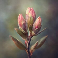 Pink rhododendron buds near blooming in Seatac