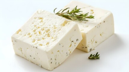 Feta Cheese isolated on white background