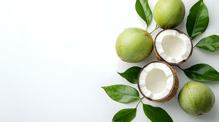 Fresh Green Coconuts Isolated on White Background