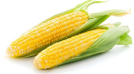 Fresh Corn on the Cob Isolated on White Background