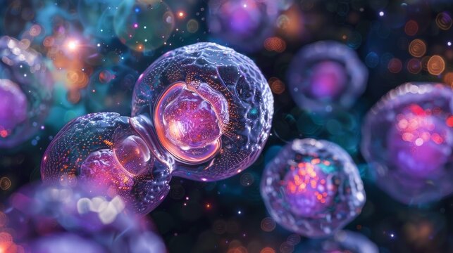 euglenoids undergoing the process of binary fission where a single cell divides into two identical daughter cells