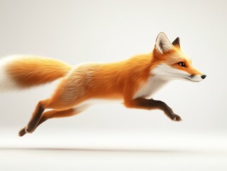 Obraz premium Dynamic red fox leaping gracefully in motion 