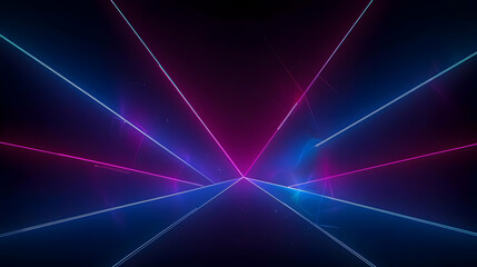 Abstract Geometric Light Beams In Blue And Purple Hues Against A Dark Backdrop Displaying Modern Technology Visuals