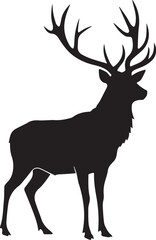 Majestic Stag Silhouette Standing Proudly, A Symbol Of Wilderness And Strength In Elegant Black Profile Against A Clean Isolated on Transparent Background
