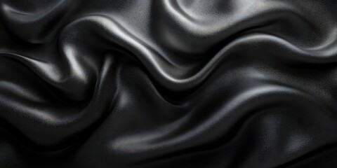 Fototapeta premium Dark fabric, wavy folds, close-up texture