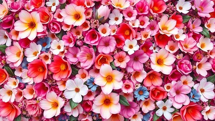 Obraz premium Vibrant Floral Collage: A profusion of Pink, Red, and White Blossoms