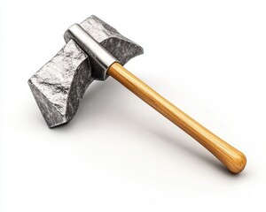 3D Rendered Shovel and Pickaxe Tools Isolated on a Clean White Background for Construction Equipment Imagery