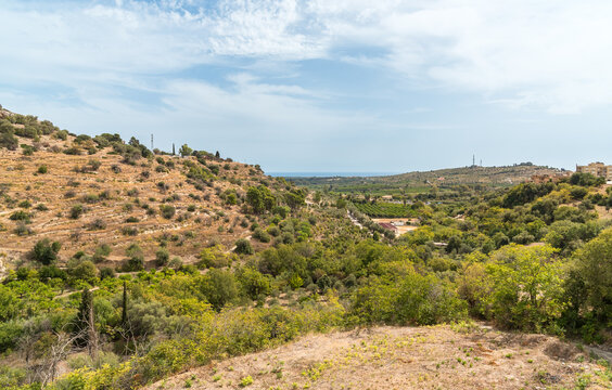 A panoramic view of Cozzo Marotta hill from the eastern part of Noto, Sicily, Italy