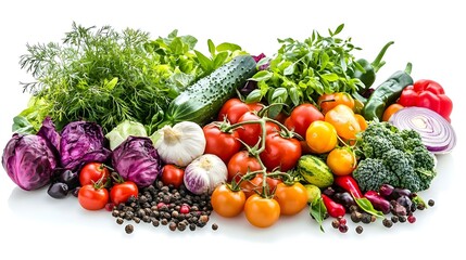 plants and flowers on white background