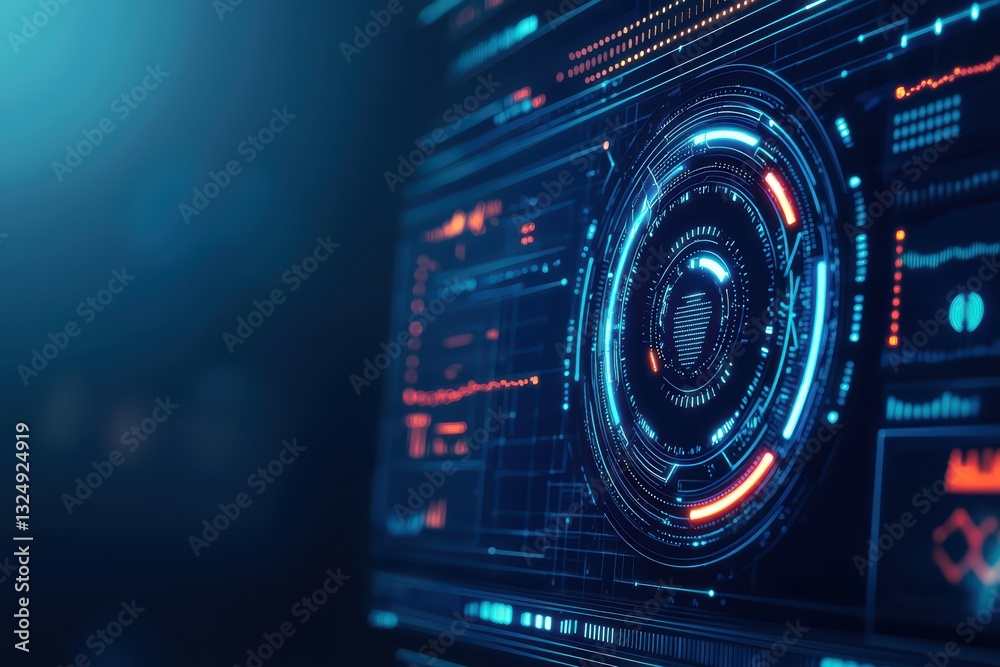 Poster digital dashboard displaying hr analytics concept with interactive data visualization elements