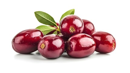 Fresh Cornelian Cherries Isolated on White Background