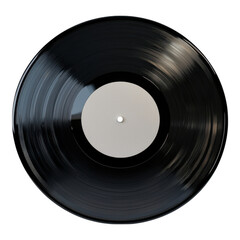 Fototapeta premium A vintage vinyl record with a blank label spinning, showcasing its glossy surface and grooves.