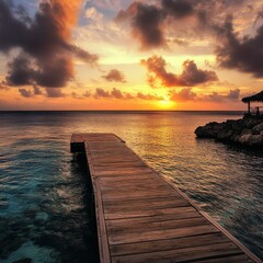 Fototapeta premium Sunset platform with Curacao's views