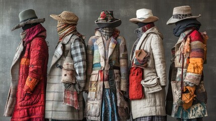 Obraz premium Recycled fabric clothing with visible texture, ethical fashion theme