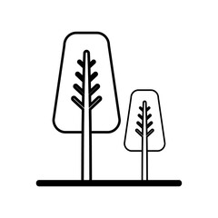 set of black silhouettes of trees vector