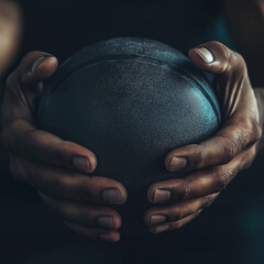 Close-up of hands gripping a ball during functional training