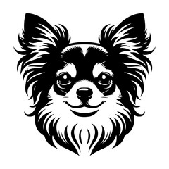 Chihuahua's head is a black and white logo. EPS vector graphics.