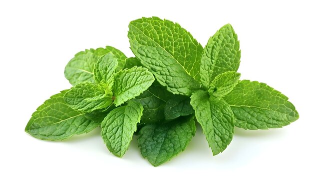 Fresh spearmint leaves isolated on the white