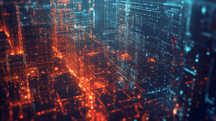 Fototapeta premium Artificial intelligence analyze business data and optimizes work company. Isometric vector illustration. Banner