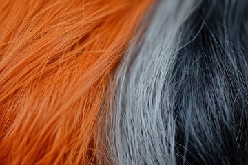 Close-up of vibrant orange, gray, and black fur textures.