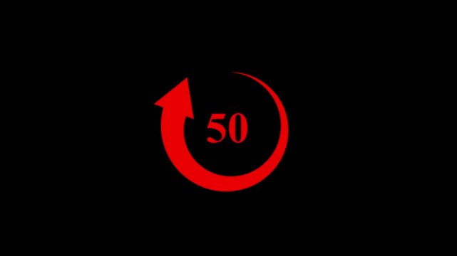 Refresh button icon animation with counting 0-100. circle arrow icon set, reload, rotation on black background in white color. 4k animation.