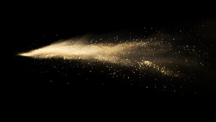 Gold Dust Spraying Across Black Background