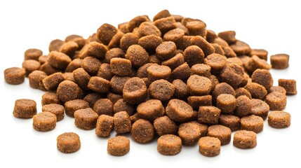 Dry cat or dog food isolated on white