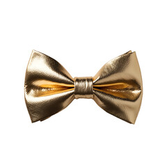 Luxury Metallic Gold Bowtie for Weddings Isolated on Transparent Background.
