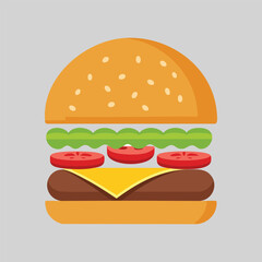 Stylized burger cartoon  art illustrtion