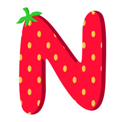 Playful Strawberry letter N Illustration