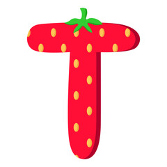Playful Strawberry letter T Illustration