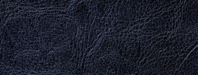 Lacquered navy blue leather texture background with pattern, macro. Structure black textile backdrop