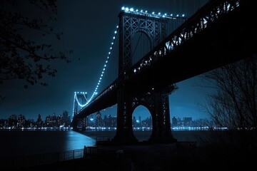 Fototapeta premium Iconic George Washington Bridge Connecting Manhattan and New Jersey in Vibrant New York City Landscape