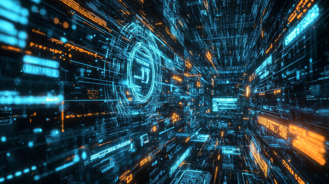 Software, web development, programming concept. Abstract Programming language and program code on screen laptop. Laptop and icons company network . Technology process of Software development