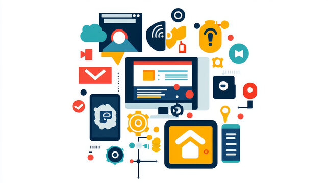 Web development, coding and programming responsive layout internet site or app of devices. Creation digital Software mobile, desktop platforms. Computer code on laptop, tablet, phone. Concept banner.