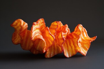 Indulgent Crinkle Fries: Crispy American Snack Rich in Calories, Perfect with Ketchup and Chips