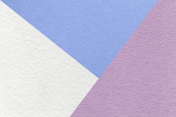 Fototapeta premium Texture craft white, light blue and violet paper background, macro. Structure vintage pastel abstract cardboard