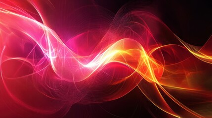 Fototapeta premium Abstract Red and Gold Energy Waves: A Dynamic Digital Art