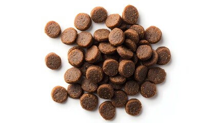 Dry dog food isolated on white background top