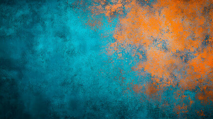 Abstract Textured Background In Dark Blue Orange And Teal Hues With Grunge And Industrial Look