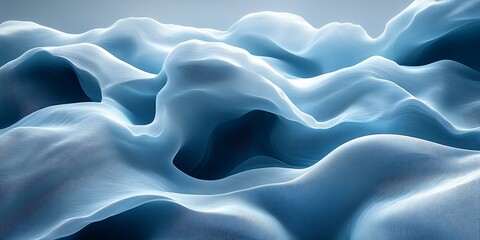 Obraz premium Abstract blue fabric waves, soft folds