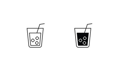 Fruit Punch icons set line and glyph vector stock illustration